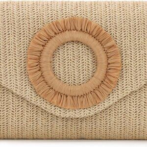 Straw Clutch Purse Women's Woven Beach Bag Summer Vacation Travel